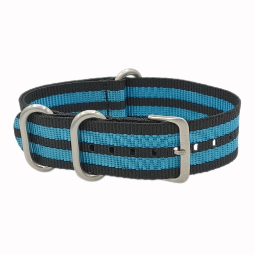 Dokuma Tekstil Saat Kordonu 22mm Mavi Siyah 1mm Kal�nl�k