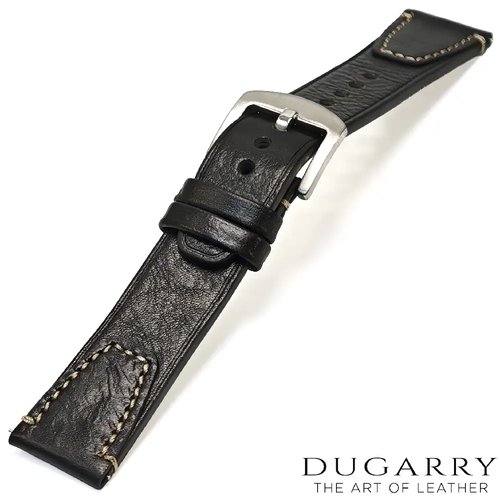Dugarry Artisan Hakiki Deri Saat Kordonu (Siyah, Bej Diki�li, 22mm)