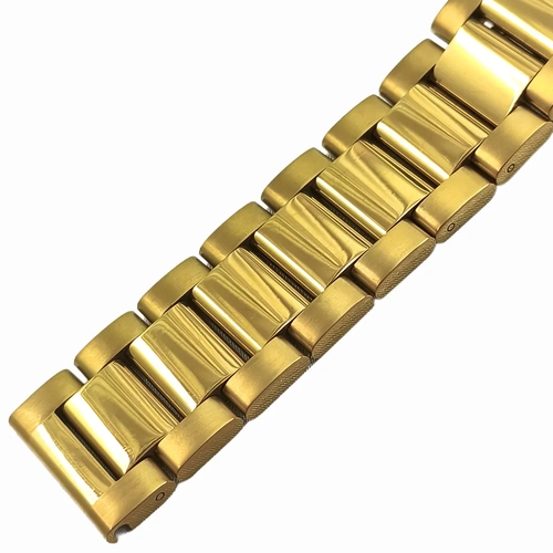 Solid Dolgu elik Mat/Parlak Saat Kordonu A Kalite Altn Rengi 22mm