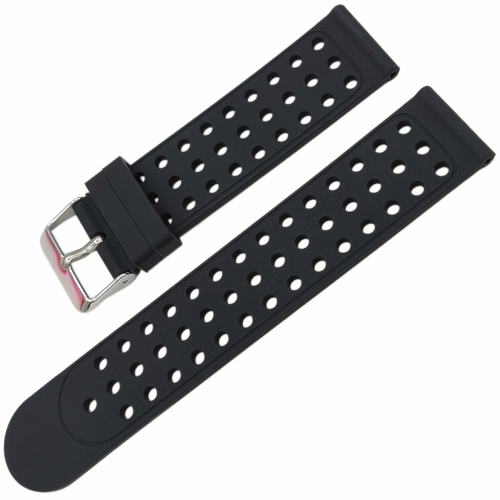 Silikon Saat Kordonu 22mm Siyah Hava Delikli Konforlu Tasarm