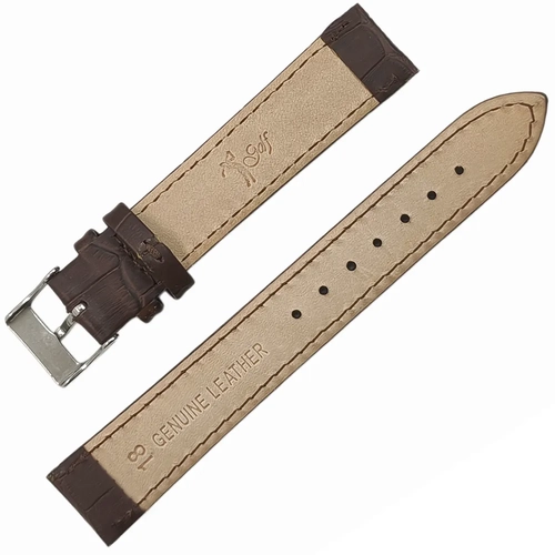 Saat Kordonu Golf Hakiki Deri A Kalite 18mm Kroko Desen Kahverengi