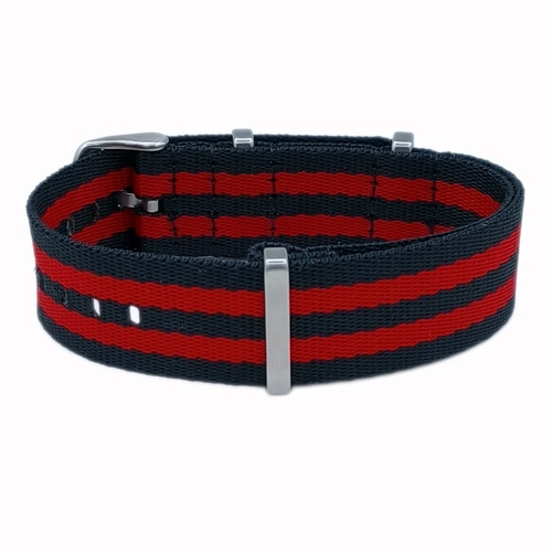 Dokuma Tekstil Saat Kordonu 20-22mm Siyah K�rm�z� 1.4mm Kal�nl�k