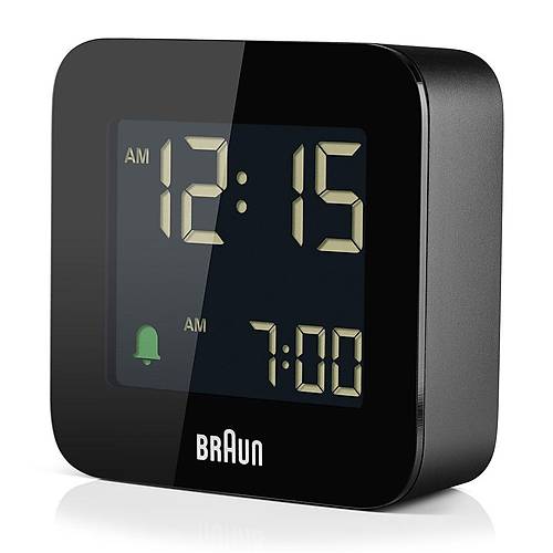 BRAUN BC08B S�YAH KLAS�K SEYAHAT D�J�TAL ALARMLI MASA SAATi