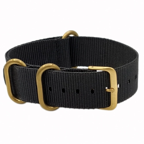 Dokuma Tekstil Saat Kordonu 22mm Siyah 1mm Kal�nl�k Sar� Toka