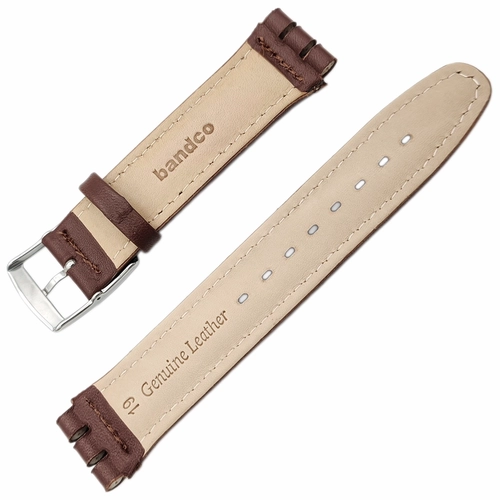 Bandco Swatch Uyumlu Hakiki Deri Saat Kordonu 19mm Koyu Kahverengi