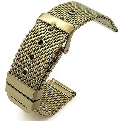 Saat Kordonu Tokalı Model A Kalite Hasır Çelik Altın Rengi 18-20-22-24mm