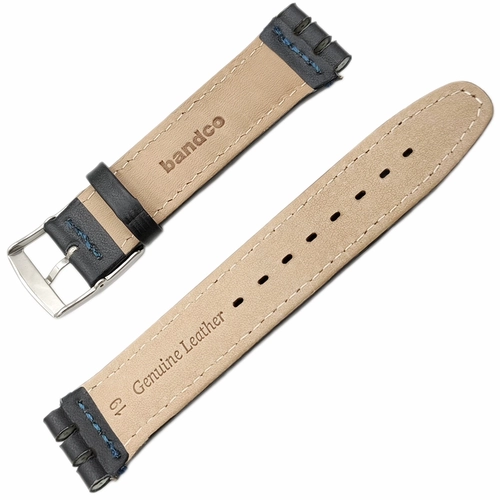 Bandco Swatch Uyumlu 19mm Hakiki Deri Saat Kordonu Lacivert