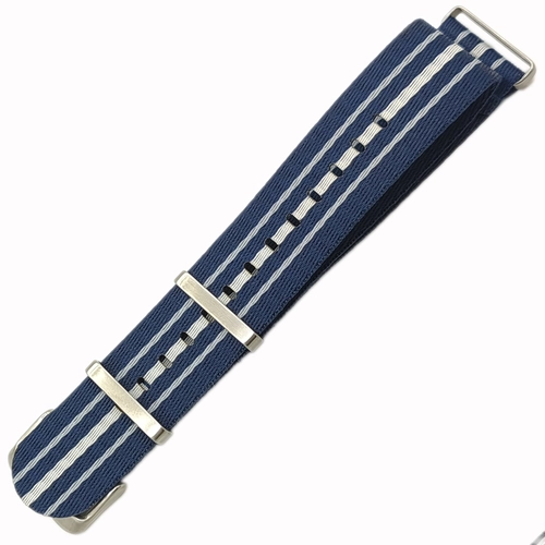 Dokuma Tekstil Saat Kordonu 22mm Lacivert Beyaz 1mm Kal�nl�k