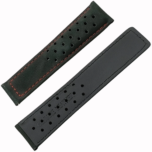 Hakiki Nubuk Deri Tag Heuer Uyumlu Saat Kay 22x20mm Siyah Krmz Dikili