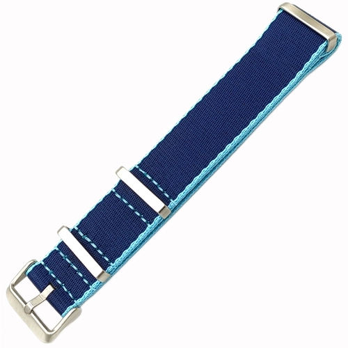 Dokuma Tekstil Saat Kordonu 20-22mm Lacivert Turkuaz 1.6mm Kal�nl�k