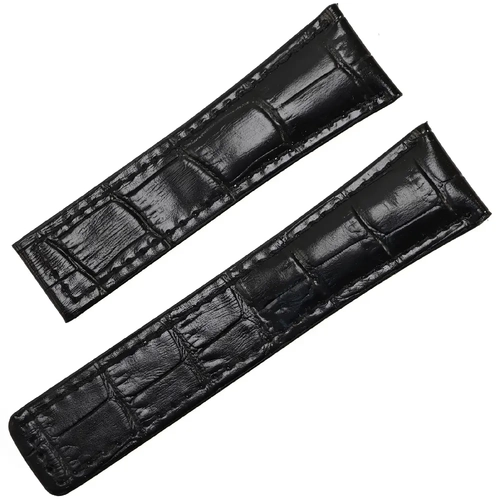 Tag Heuer Uyumlu Siyah Parlak Kroko Hakiki Deri Saat Kordonu 24x20mm