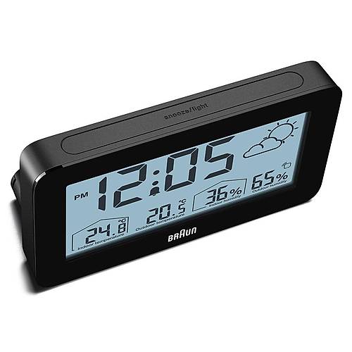 BRAUN BC13BP S�YAH D�J�TAL HAVA DURUMU ALARMLI MASA SAAT�
