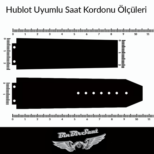Hublot Uyumlu Silikon Saat Kordonu 22mm Klips 25x22x19mm 5 Renk Seenek