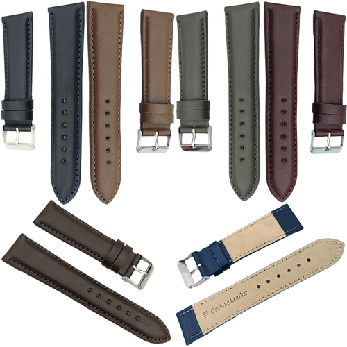 Saat Kordonu Hakiki Deri Yerli retim 22mm Bombeli Dikili 5 Renk Seenek