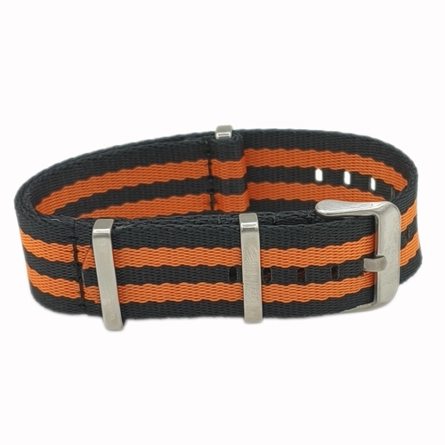 Dokuma Tekstil Saat Kordonu 20-22mm Siyah Turuncu 1.4mm Kal�nl�k