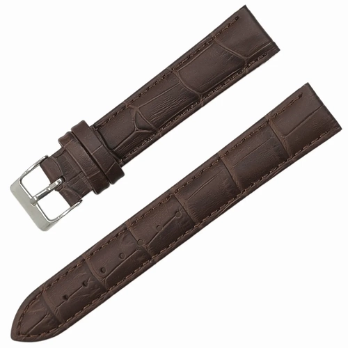 Saat Kordonu Golf Hakiki Deri A Kalite 18mm Kroko Desen Kahverengi