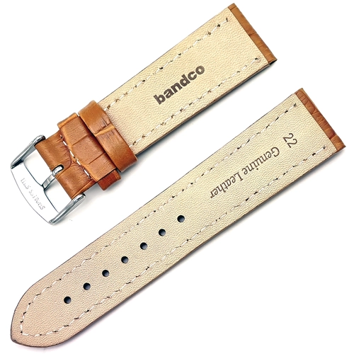 Bandco Hakiki Deri Klasik Saat Kay 22mm Taba Kroko Dikili