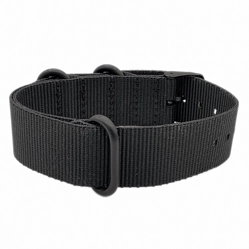 Dokuma Tekstil Saat Kordonu 22mm Siyah 1mm Kal�nl�k Siyah Toka
