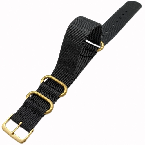 Dokuma Tekstil Saat Kordonu 22mm Siyah 1mm Kal�nl�k Sar� Toka