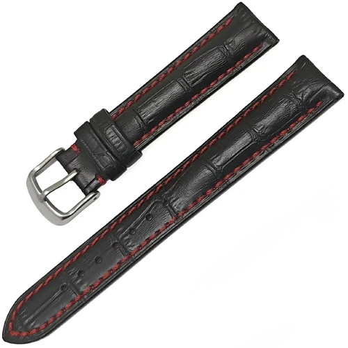 Saat Kordonu Hakiki Deri A Kalite 18mm RC Hector Siyah Kroko Desen