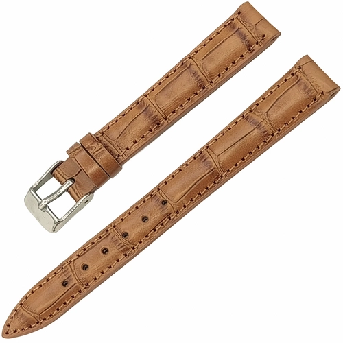 Saat Kordonu Hakiki Deri Yerli �retim 14mm Taba Kroko Desen