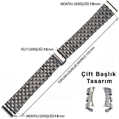 Seiko 5 SNXS75 Uyumlu Jubilee Solid �elik Saat Kordonu 18mm