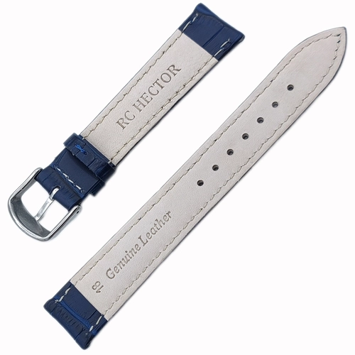 RC Hector Hakiki Deri A Kalite Saat Kordonu 18mm Lacivert Kroko Desen