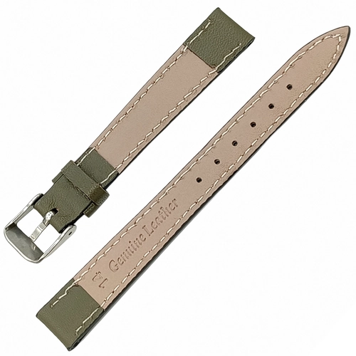 Saat Kordonu Hakiki Deri Yerli retim 14mm Yeil Desensiz