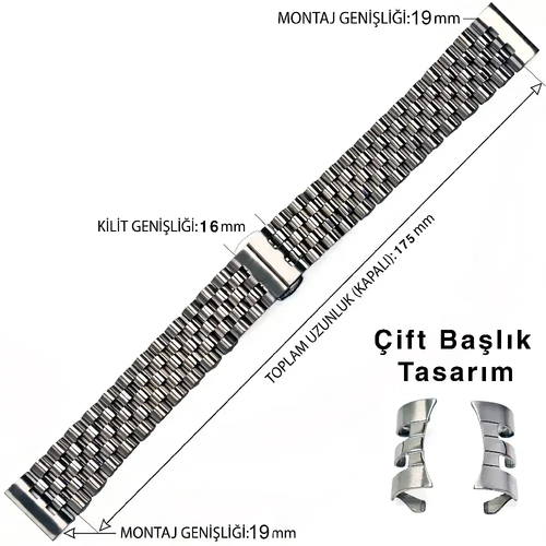 Seiko 5 SNXS Uyumlu Jubilee Solid �elik Saat Kordonu 19mm