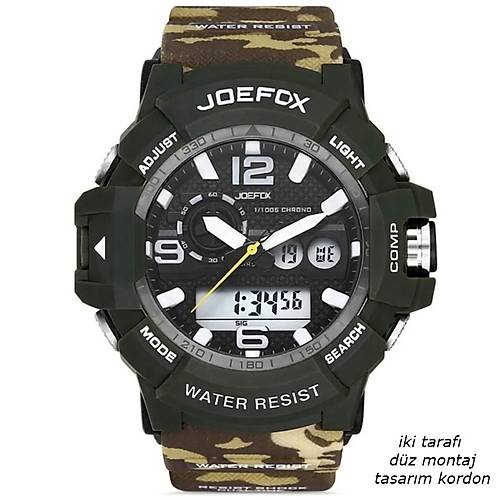 Joefox Silikon Saat Kordonu Kamuflaj 28x22mm �ki taraf� d�z model