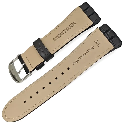 Swatch Irony Chronograph Uyumlu Deri Saat Kordonu 24mm Siyah