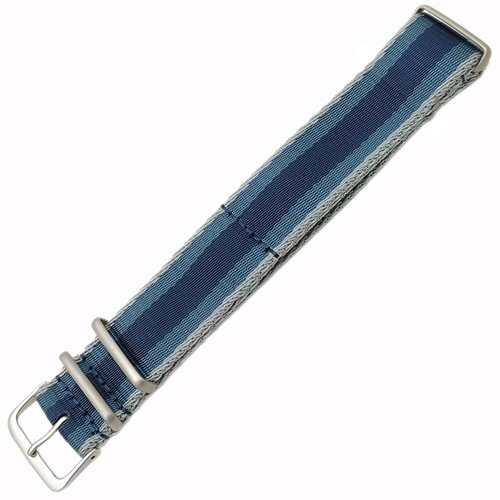 Dokuma Tekstil Saat Kordonu 20-22mm Lacivert F�me Gri 1.6mm Kal�nl�k