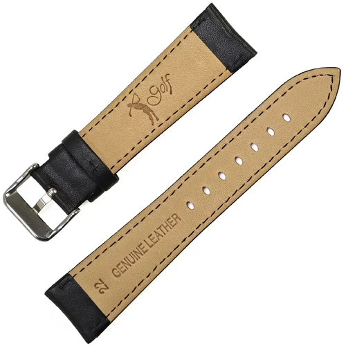 Siyah Golf Hakiki Deri Saat Kordonu - Desensiz Klasik 22x18mm