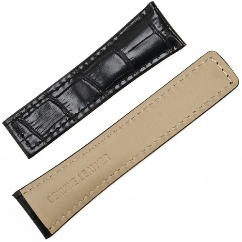 Tag Heuer Uyumlu Siyah Parlak Kroko Hakiki Deri Saat Kordonu 24x20mm