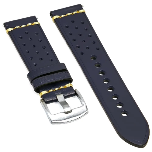 Dugarry Hakiki Deri Saat Kordonu - Lacivert Ralli Stili (22mm, Ak�ll� Pimli)