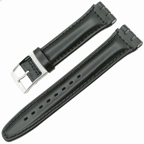 Bandco Swatch Uuyumlu 19mm Hakiki Deri Saat Kordonu Siyah Desensiz