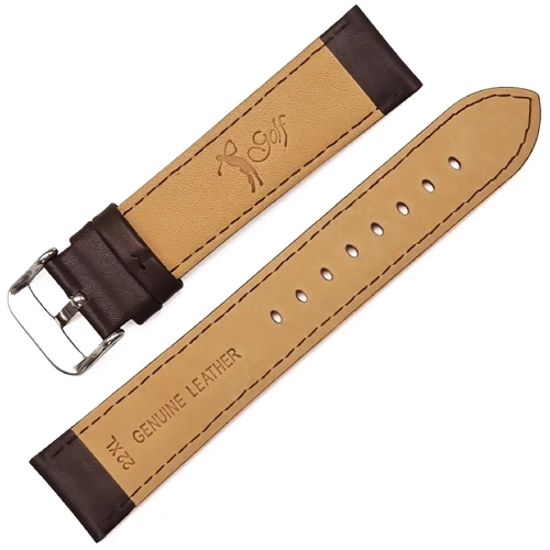 Golf Saat Kordonu Hakiki Deri A Kalite 22mm Koyu Kahverengi  XL Uzun