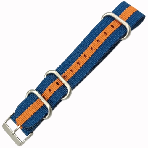 Dokuma Tekstil Saat Kordonu 22mm Lacivert Turuncu 1mm Kal�nl�k