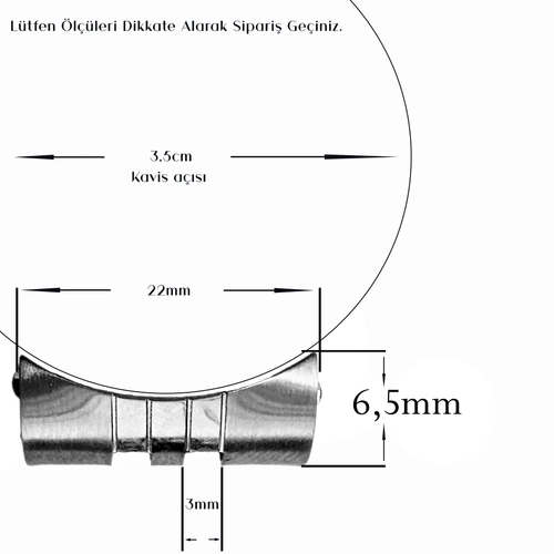 Jubile Model 19-20-21-22mm Dolgu Solid elik Saat Kordonu Kavisli A Kalite