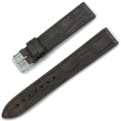 Saat Kordonu Hakiki Deri Yerli retim 18mm Koyu Kahverengi Kroko Desen