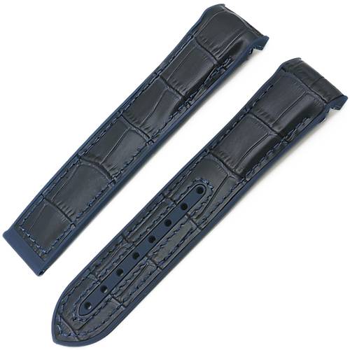 Omega Seamaster Uyumlu Lacivert Silikon Kroko Desen Deri Saat Kordonu