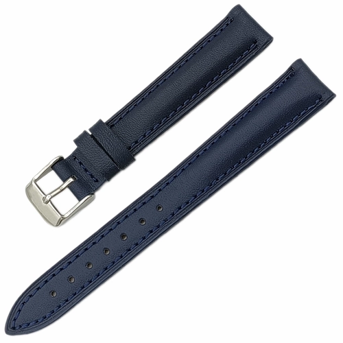 Saat Kordonu Hakiki Deri Yar� Bombeli Diki�li 16mm Yerli �retim Lacivert