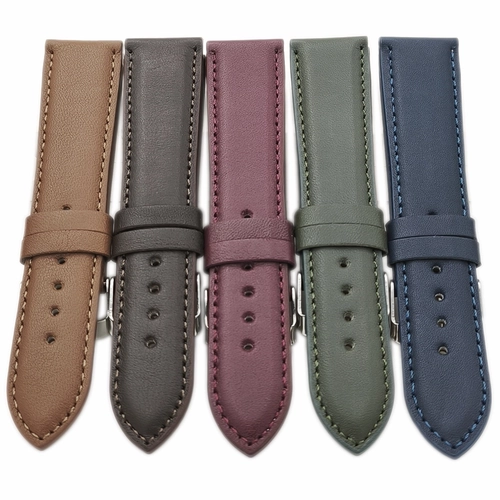 Saat Kordonu Hakiki Deri Yerli retim 22mm Bombeli Dikili 5 Renk Seenek