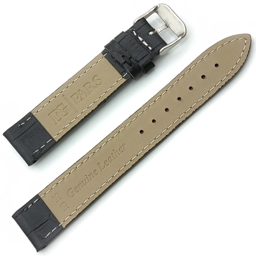 Saat Kordonu Hakiki Deri Yerli �retim 18mm Siyah Kroko Desen