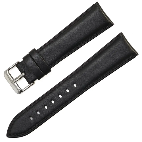 Siyah Golf Hakiki Deri Saat Kordonu - Desensiz Klasik 22x18mm