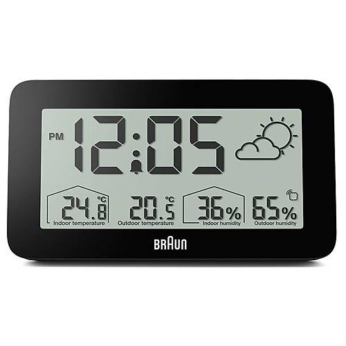 BRAUN BC13BP SYAH DJTAL HAVA DURUMU ALARMLI MASA SAAT