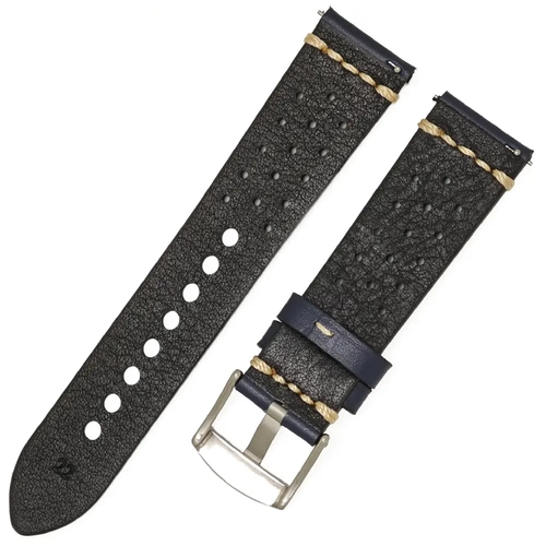 Dugarry Hakiki Deri Saat Kordonu - Lacivert Ralli Stili (22mm, Ak�ll� Pimli)