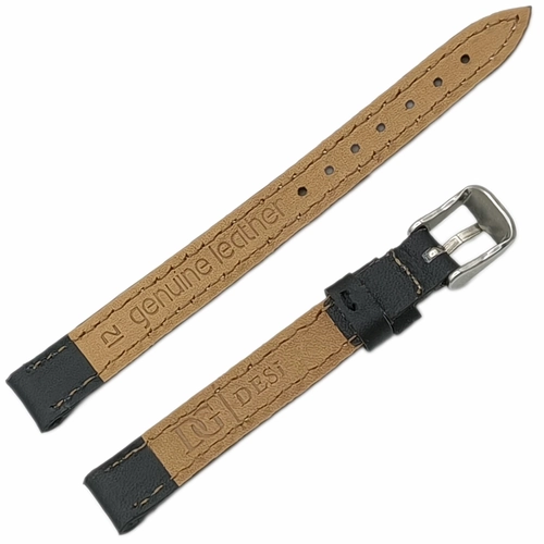 Saat Kordonu Hakiki Deri Yerli �retim 12mm Siyah Desensiz Beyaz Diki�