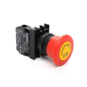 B200E-E 22mm 1NK Kontaklı Kafa Çapı:40mm Emergency Etiketli Kalıcı Mantar Acil Stop Butonu EMAS