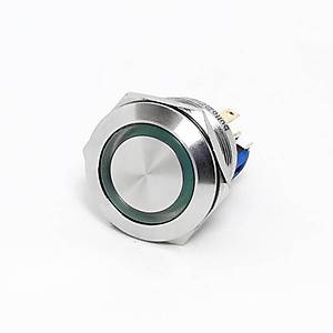 22mm 6-24V Ye�il I��kl� Yayl� Metal Buton IP67 J22-271-GD BUTTO